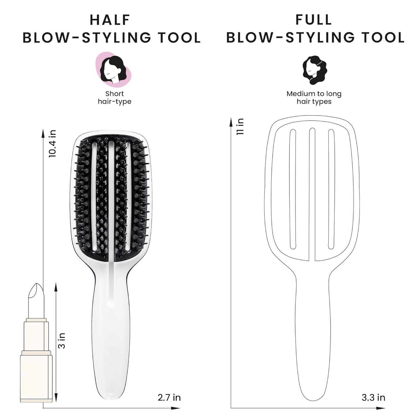 Tangle Teezer Blow Styling Smoothing Hairbrush Tool, Gentle and Fast Drying for Medium & Long Hair, Half Size