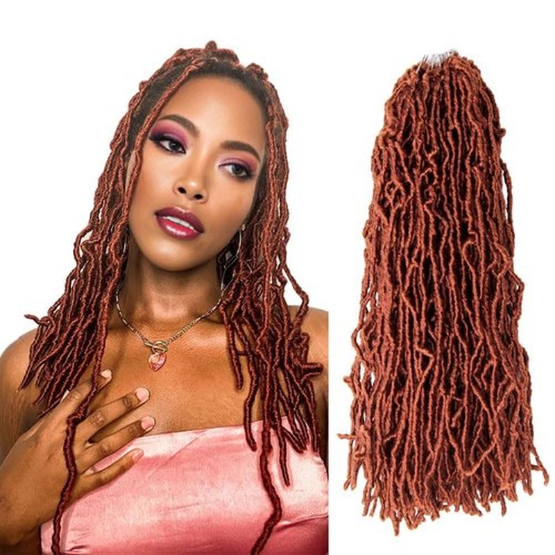Niseyo Faux Locs Crochet Hair 16 Inch Soft locs, 6 Packs Short Crochet Locs Pre Looped Crotchet Straight Synthetic Hair Extensions (350#, Ginger Red)