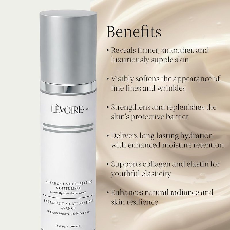 Advanced Multi-Peptide Moisturizer - Firming Face Cream with Hyaluronic Acid & Peptides | Smooths Fine Lines | 3.4 oz
