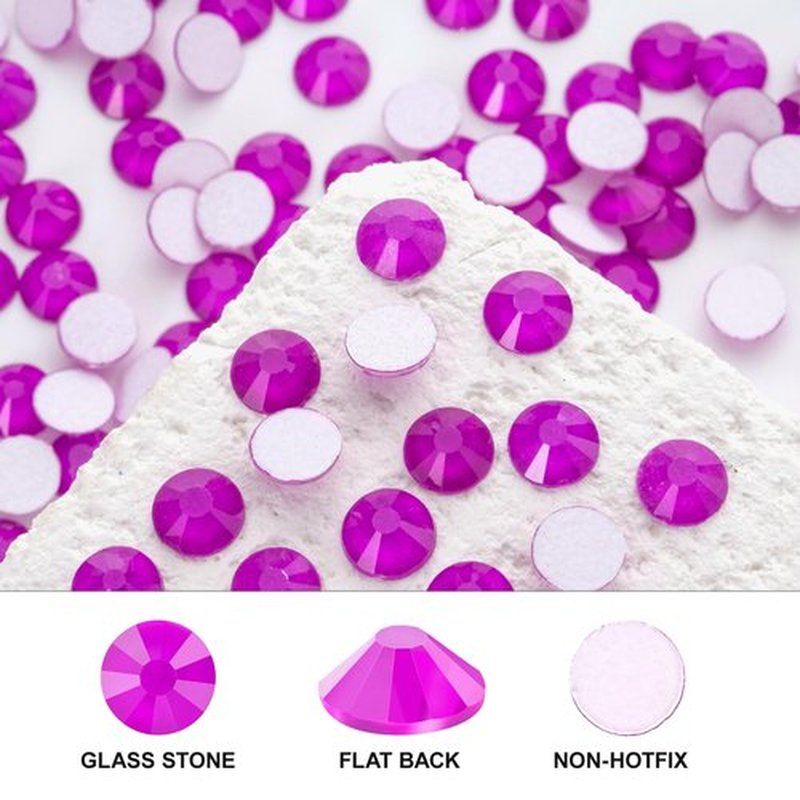 Novani 3000 Pieces Flatback Rhinestones Glass Round Gems Neon-Purple Crystals for Nail Art DIY Crafts Clothes Shoes,SS6,1.9-2.0mm