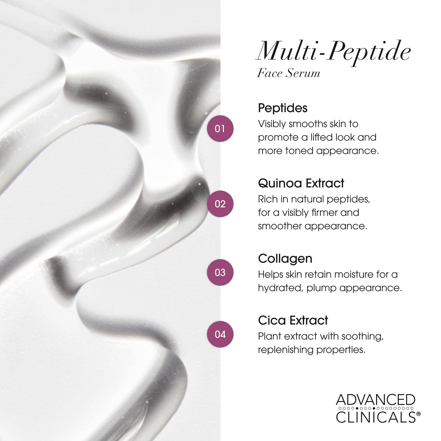 Advanced Clinicals Multi Peptides Serum For Face | Visible Anti Aging Hydrating Collagen Peptide Facial Serum With Vitamin E Helps Improve Look Of Wrinkles, Puffiness, & Uneven Skin Tone, 2-Pack