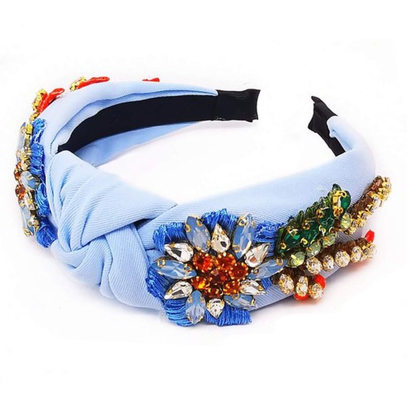 QTMY Rhinestone Crystal Headbands for Women,Hair Hoop Accessories Headwear Jewelry,522Blue
