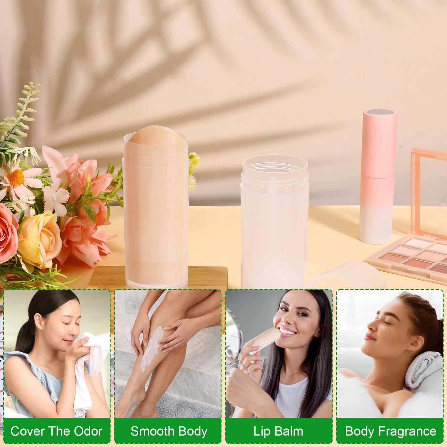 Ptwola 20PCS 60ml/2oz Plastic Empty Deodorant Containers Twist-up DIY Deodorant Holder Tubes Rotatable Top Filling Refillable Lip Balm Tubes For Lipsticks Gloss Lotion Chapsticks Crayon Solid Perfume