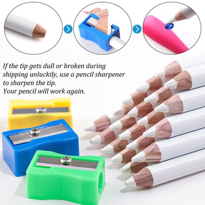 Rhinestones Picker Pencil for Nail Art Gem Crystal Pick up Tool 7-inch Rhinestone Pickup Pen 20Pcs with Pencil Sharpener 3Pcs + Tweezers 2Pcs