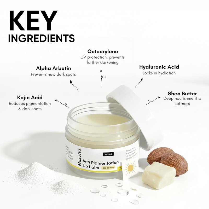 Shea Butter Lip Balm with Kojic Acid & Alpha Arbutin - Smooth, Hydrated Lips | SPF 30, 0.52 oz