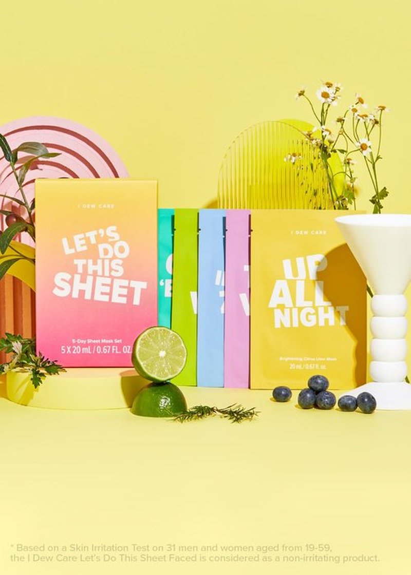 I DEW CARE Sheet Mask Pack - Let's Do This Sheet | 5-Day Skin Makeover with Vitamin B3, Olive Extract, Chamomile, (5 ea)