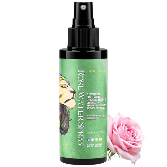 Lion Locs Rosewater Moisturizing Spray - Organic Vegan Conditioner for Locs & Skin | 4oz Desert Nectar