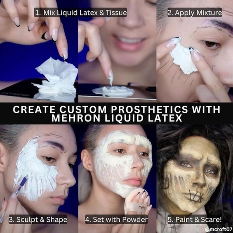 Mehron Makeup Liquid Latex | SFX Makeup | Halloween Latex Makeup | Latex Glue for Skin | Prosthetic Glue 1 fl oz (30 ml) (Dark Flesh)