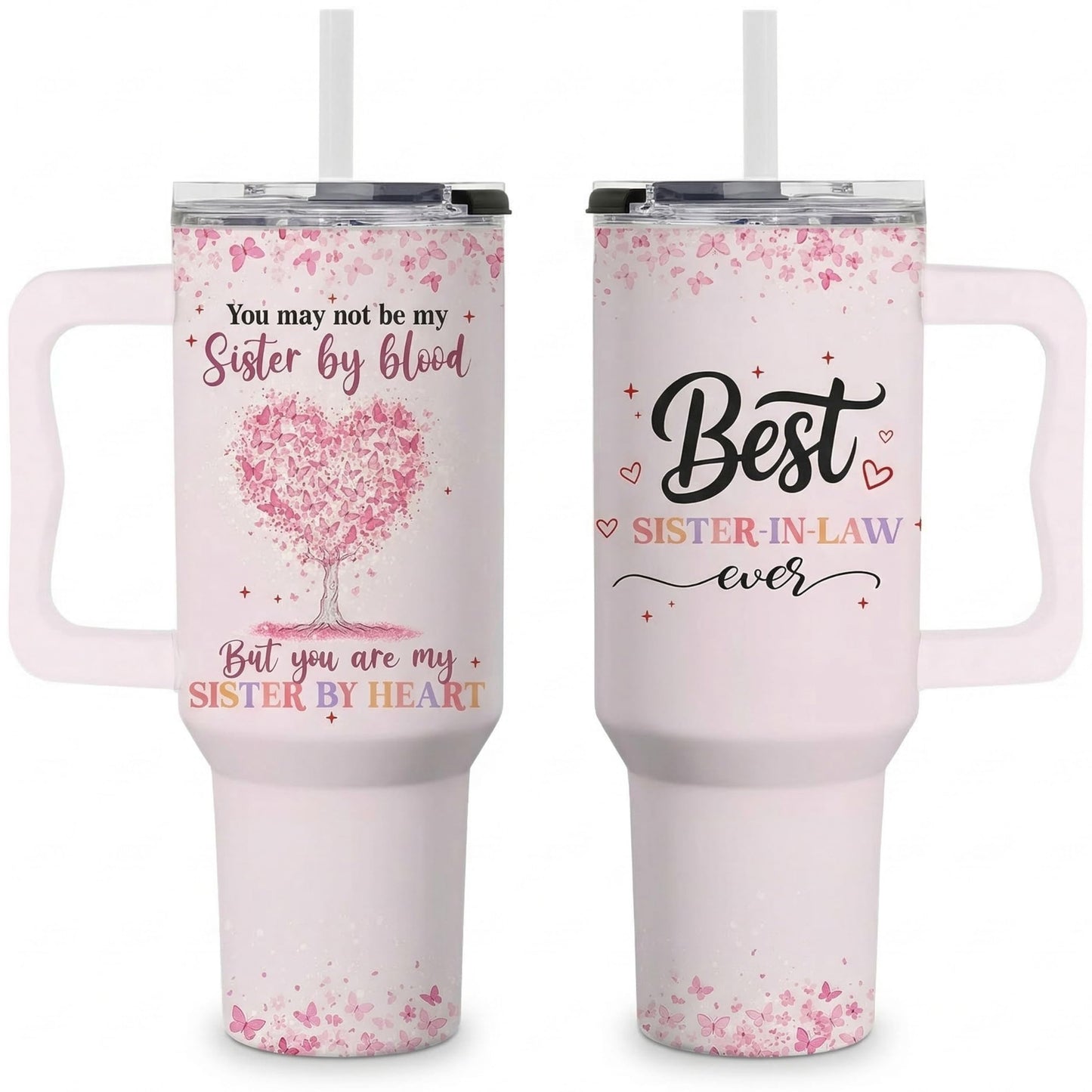 Sister in law Gifts, Best Sister-in-law Ever 40oz Tumbler with Handle Lid and Straw, Sisters in-Law Gift from Heart, Sisters in law Birthday Gifts, Christmas Wedding Gift Idea