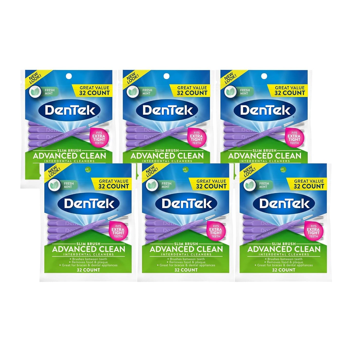 DenTek Easy Brush Interdental Cleaners, Mint, 16 Count | 10 Pack
