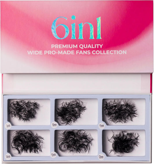 LLBA Promade Mix 1500 Fans | Handmade Volume Eyelashes | Multi Selections From 5D To 12D | C CC D Curl | Thickness 0.03~0.1 mm | 9-18mm Length | Long Lasting | Easy Application 12D 0.03 D 9-14mm