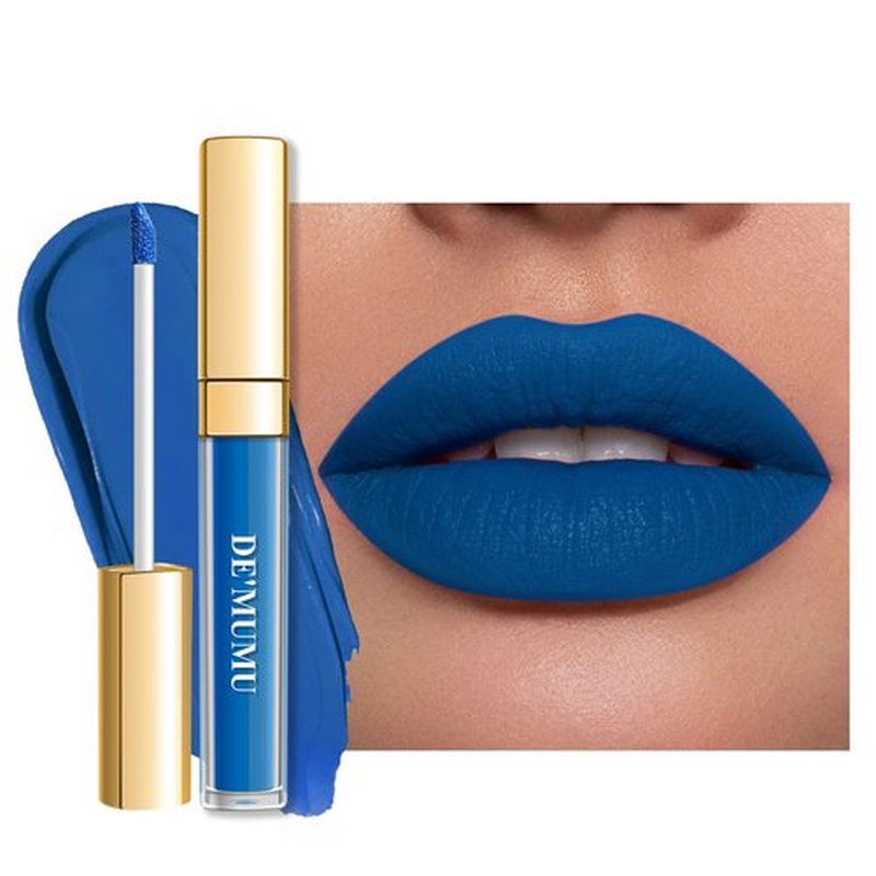 DE'MUMU Blue Lipstick Matte for Women, Super Stay Long Lasting Lipstick Smudge Proof No Transfer Liquid Lipsticks, Cruelty Free Lip Makeup (DM01 Blue Bomb)