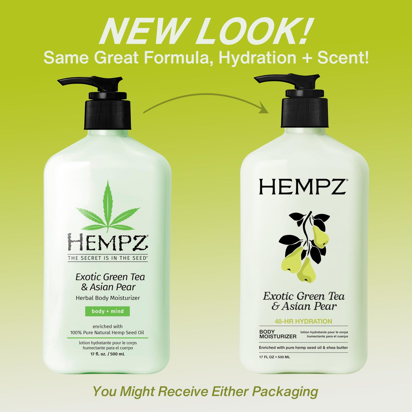 HEMPZ Body Lotion - Green Tea and Asian Pear - Daily Moisturizing Cream - 17oz