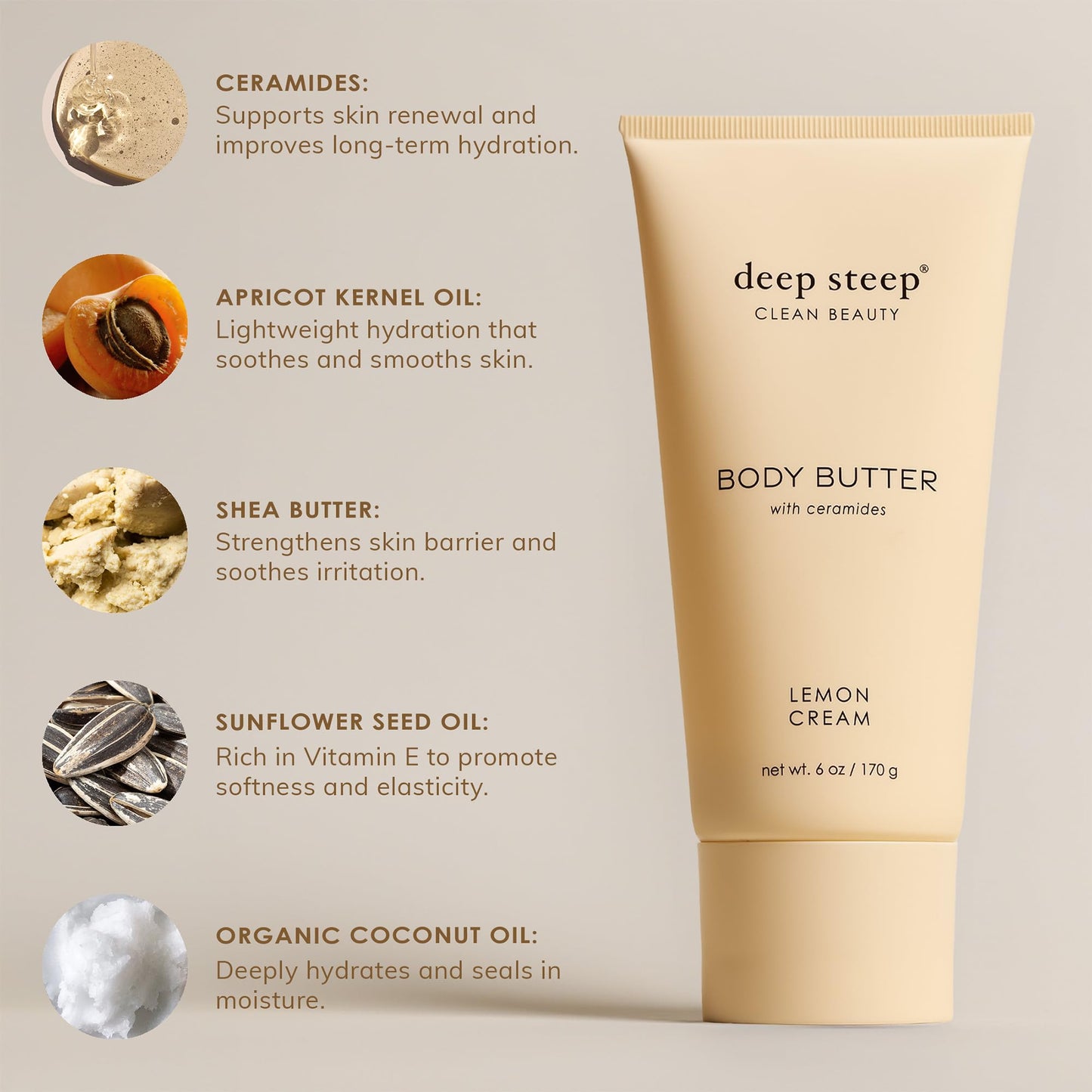 Deep Steep Body Butter, 6 oz – Rich Moisturizer with Ceramides, Coconut Oil, Argan Oil & Aloe Vera – Vegan, Clean Beauty, Smooth & Hydrated Skin (6 Ounces, Lilac Blossom)