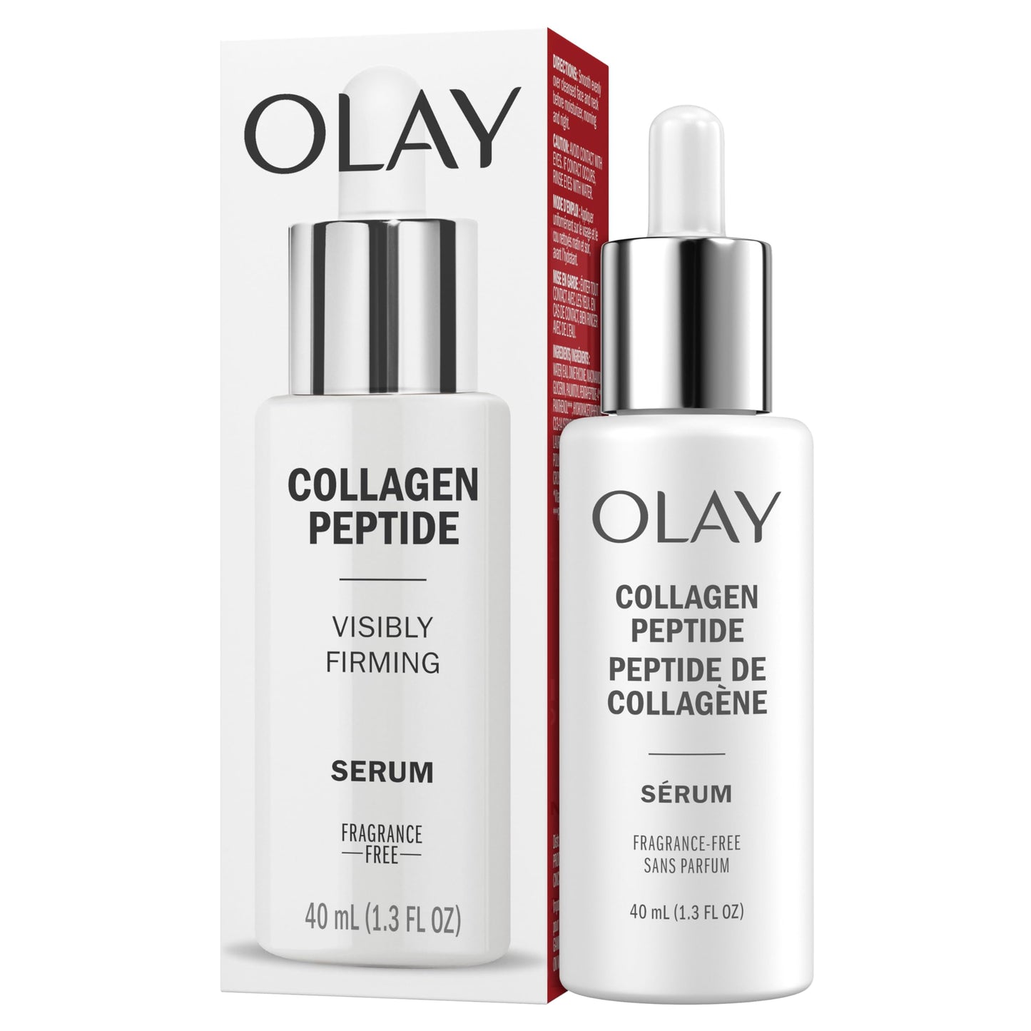 Olay Collagen Peptide Visibly Firming Face Serum, Fragrance Free Anti Aging Serum for Hydration and Smoothing Skin, Collagen and Vitamin B3+, Fast Absorbing, Non Greasy, 1.3 FL OZ (40 mL)