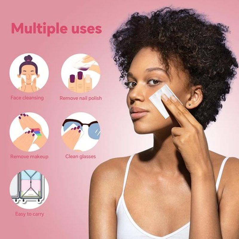 ICOTLE 475 Pcs Square Makeup Cotton Pads, 100% Cotton Soft Lint Free for Removing Makeup, Double-Side Save Water, 75 Thick + 400 Ultra-Thin for Daily Skin Care