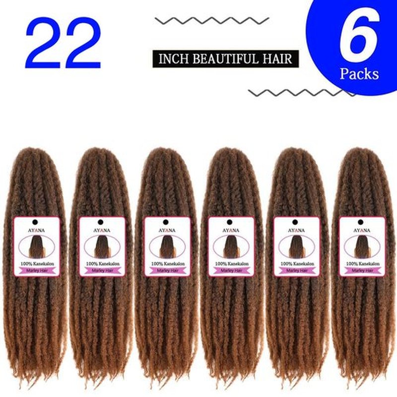 6 Packs Marley Twist Braiding Hair 22 Inch Marley Hair Crochet Braids Long Afro Kinky Synthetic Kanekalon Fiber Marley Hair For Twists Braiding Hair Extensions(22 inch，T30)