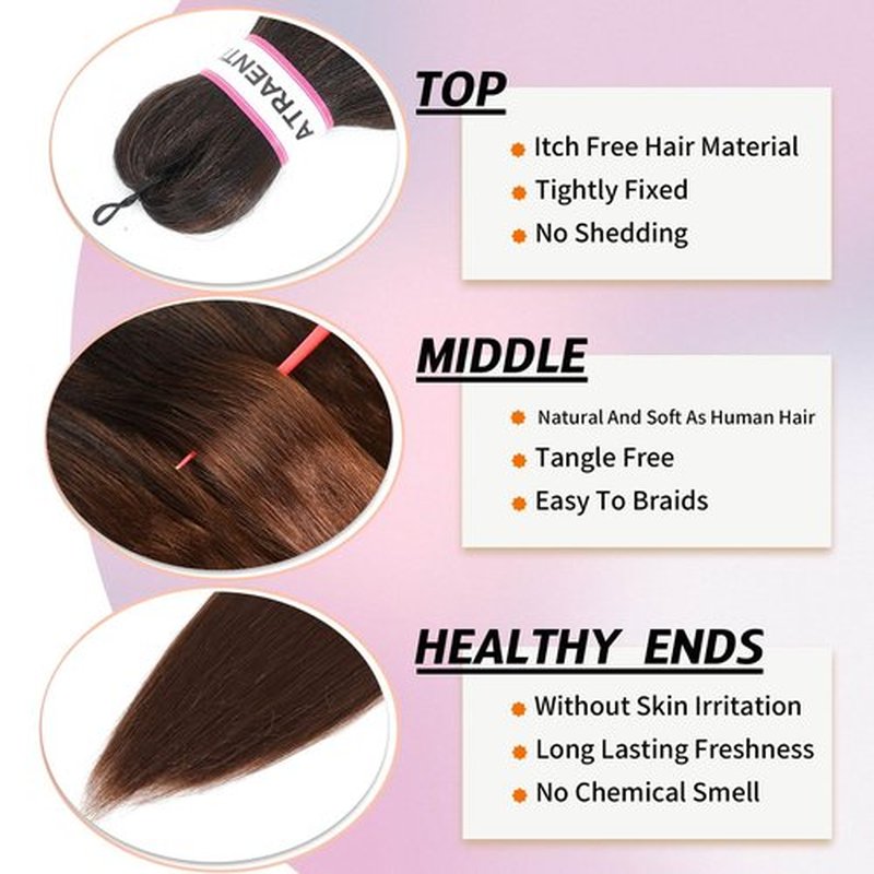 ATRAENTE Prestretched Braiding Hair 18 Inch Ombre Braiding Hair Pre Stretched 8 Packs Hot Water Setting Yaki Texture Hair Braids（18" 1B/4/30)
