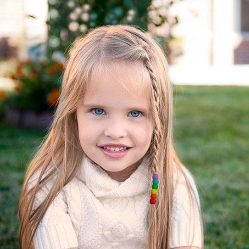 GENLEAS 50Pcs Silicone Hair Beads for Kids Girls Braids, 10 Color Silicone Beads for Hair, Colorful Rubber Pony Beads Kit