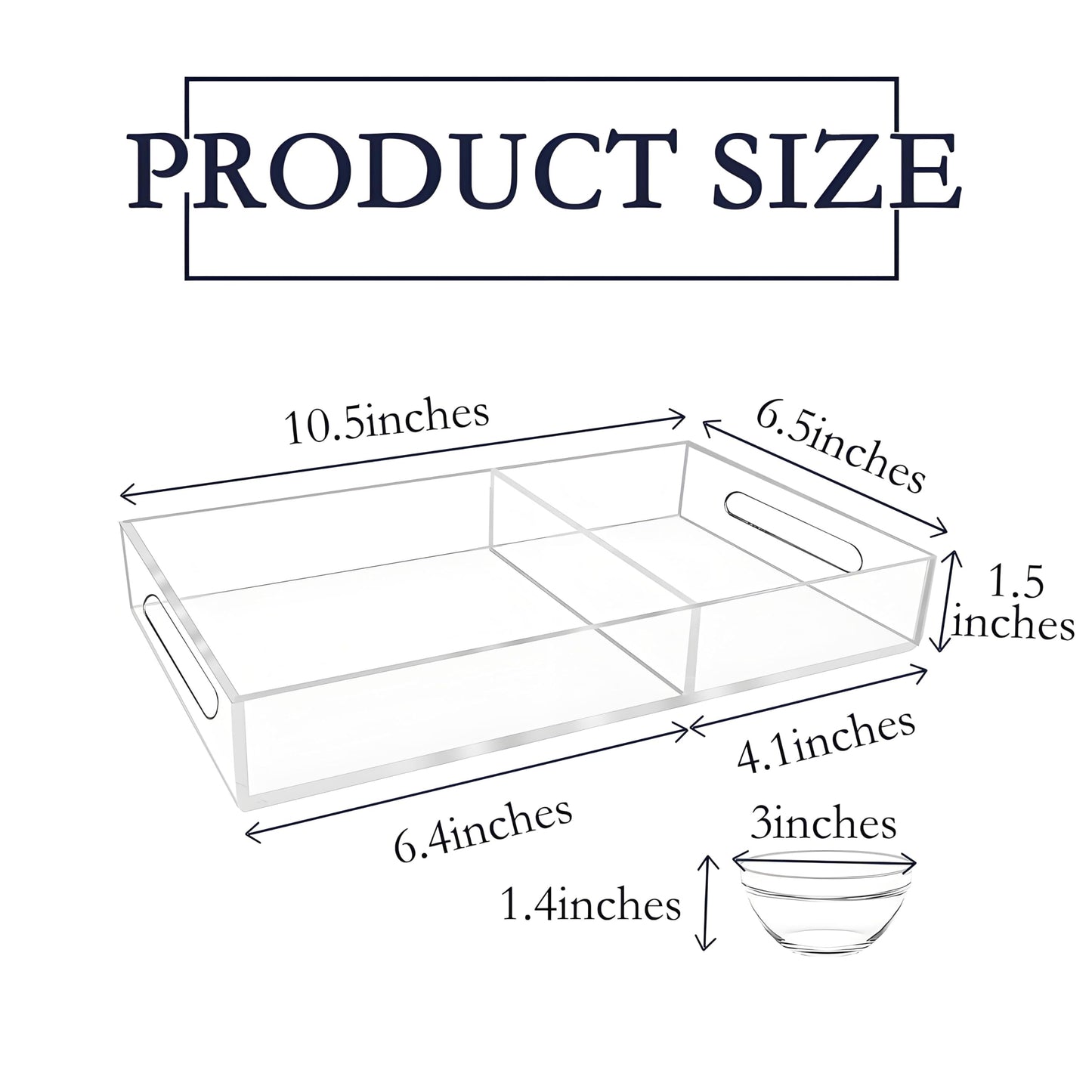 LUGUNU Multipurpose Acrylic Tray Set, 10X6.1X1.3inches Pedicure Tray, SPA Tray,Foot Care, Foot SPA, Tray Set Includes 4 Acrylic Bowls, Brush and Small Scraper Spoon