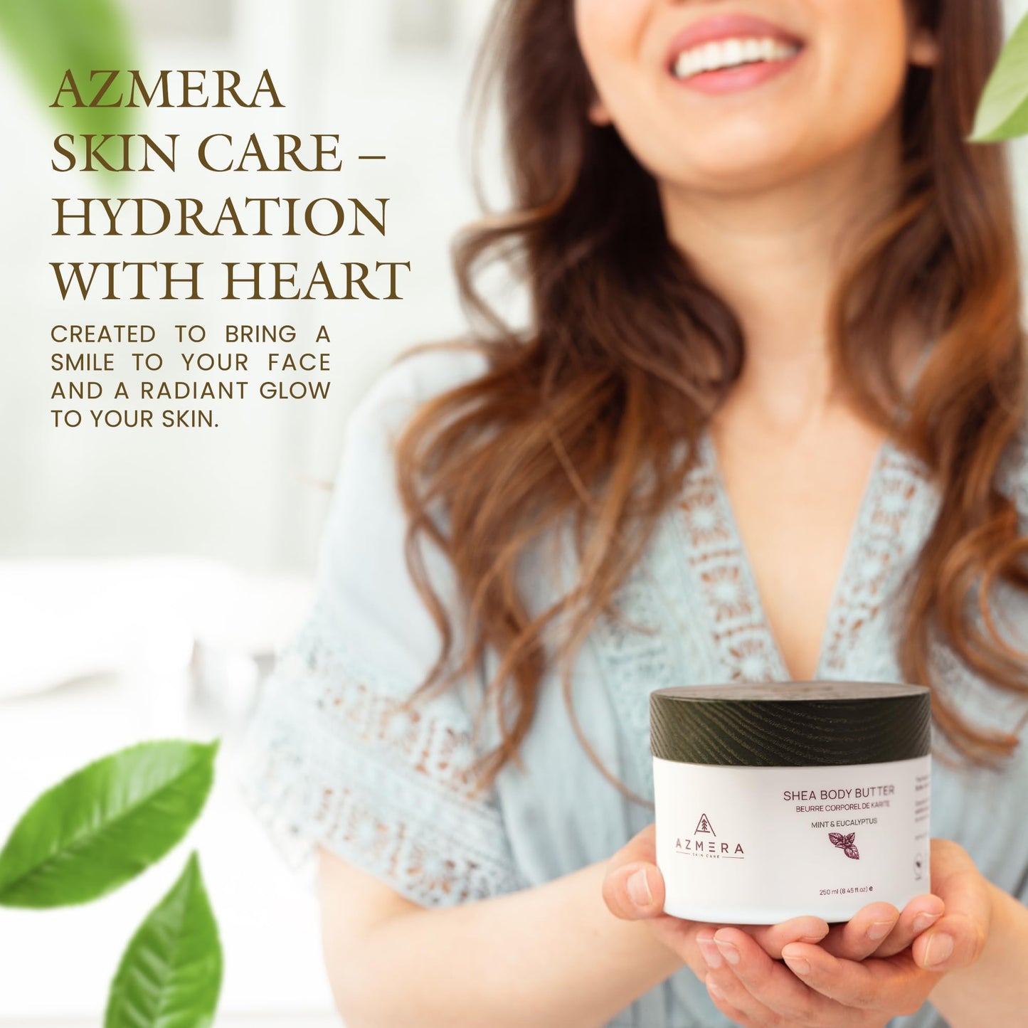 AZMERA Handcrafted Whipped Shea Body Butter – Luxurious Moisturizer for Dry, Sensitive Skin with Bergamot, Argan Oil & Vitamin E – Vegan, Non-Greasy Skincare – 8.82 oz