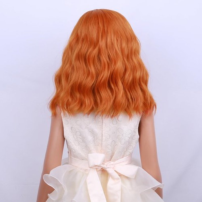PATTNIUM Kids Child Orange Wig Short Curly Orange Wig Ginger Wig for Kids Dark Orange Wig Synthetic Hair Girls Wig (Dark Orange)