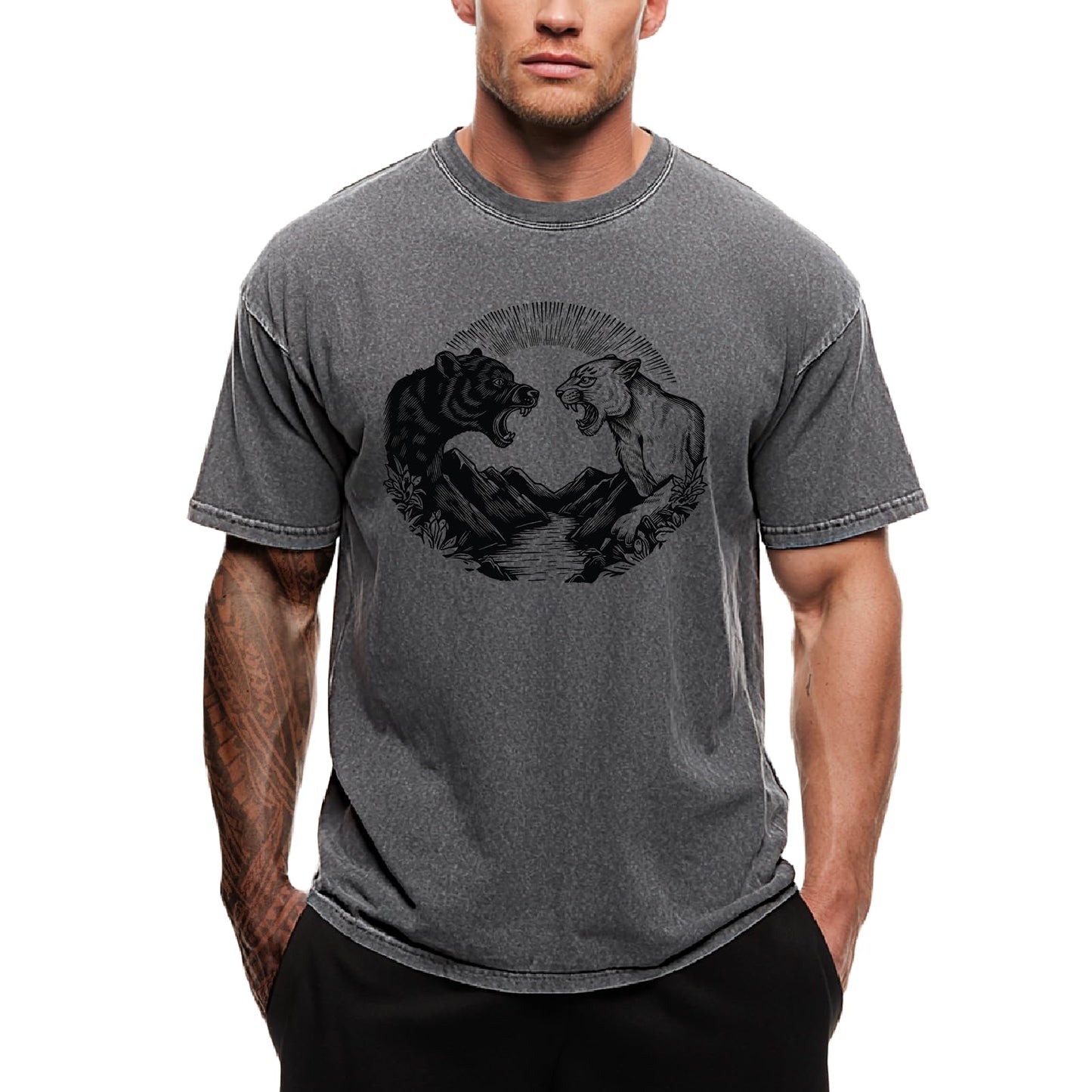 domirica Comfortable Shirts for Men Solid Grey 100% Cotton Acid Washed Mens Graphic Tee Baggy Oversized 2026 Summer Gym Beach Men Clothes,2XL