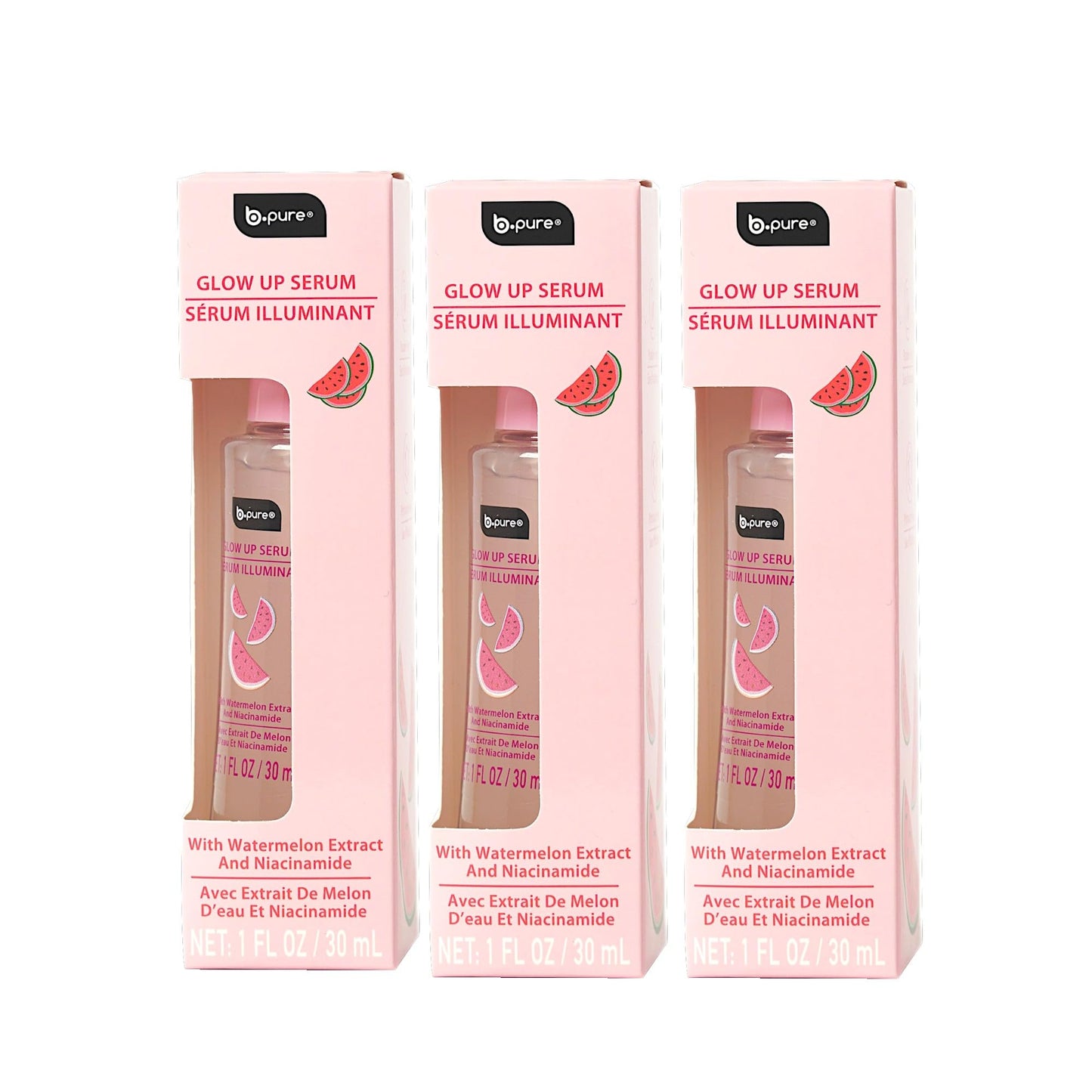 b.pure Glow Up Watermelon Hydrating & Soothing Face Serum | Watermelon Extract & Niacinamide | 1 oz, 3-Pack