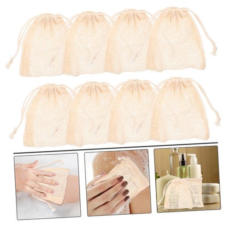 Beavorty 32 Pcs Soap Storage Bag Linen Soap Pouches Natural Sisal Soap Bags Exfoliating Soap Sleeve Bathing Supplies Face Cleansing Foaming Nets Foaming Bags Grid Cotton Linen Laundry Bag