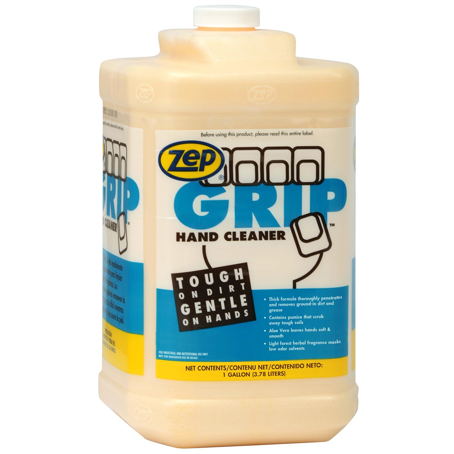 Zep Grip Industrial Pumice Hand Cleaner - 1 Gallon, (Case of 4) 308524 - Heavy Duty Degreaser. Contains Aloe Vera For Soft Smooth Finish