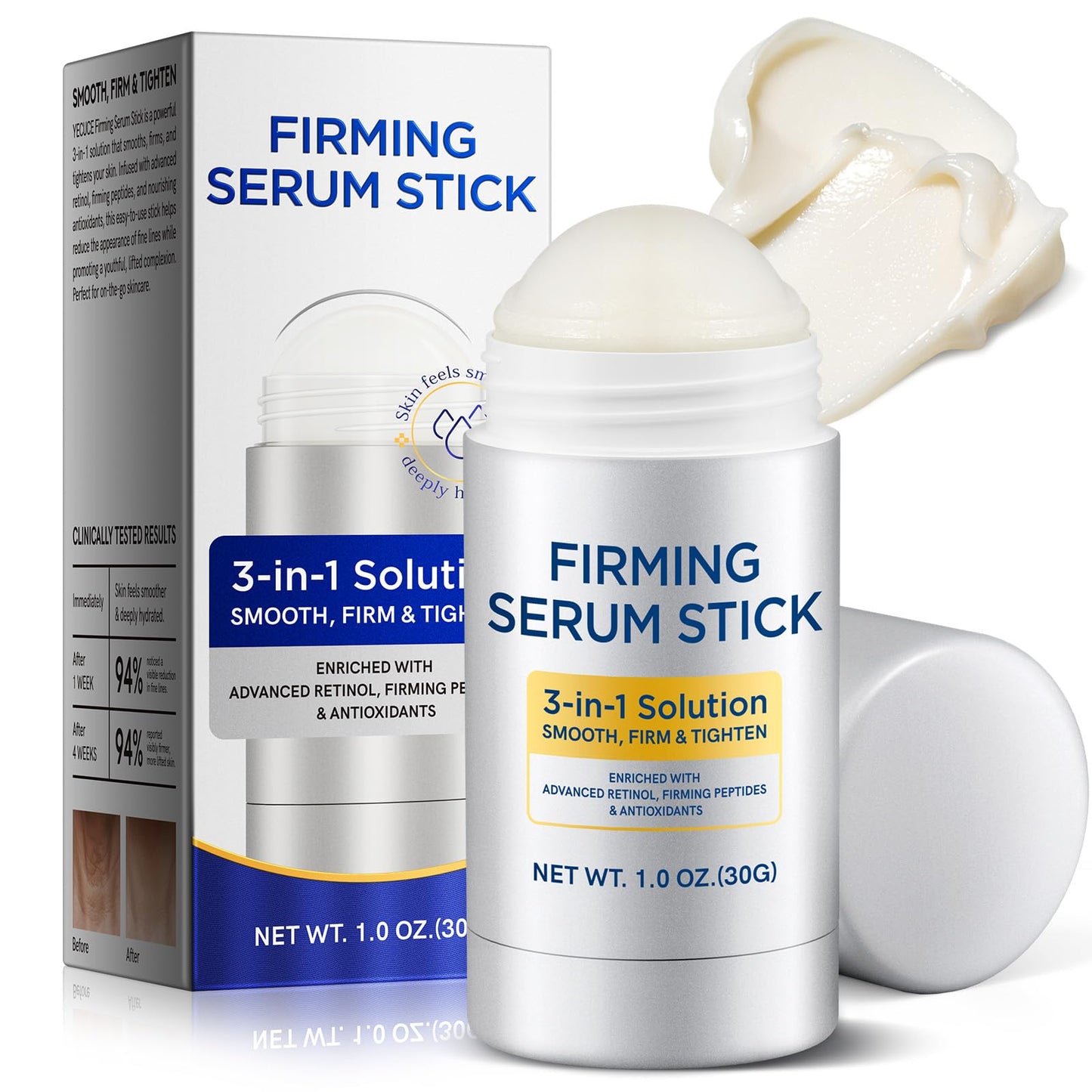 Advanced Retinol Firming Serum Stick for Women,3-in-1Retinol Face Stick, Tighten and Firm Face & Neck, Smoothes Fine Lines and Wrinkles, Reduces Wrinkles, Anti Aging Repair for All Skin Types