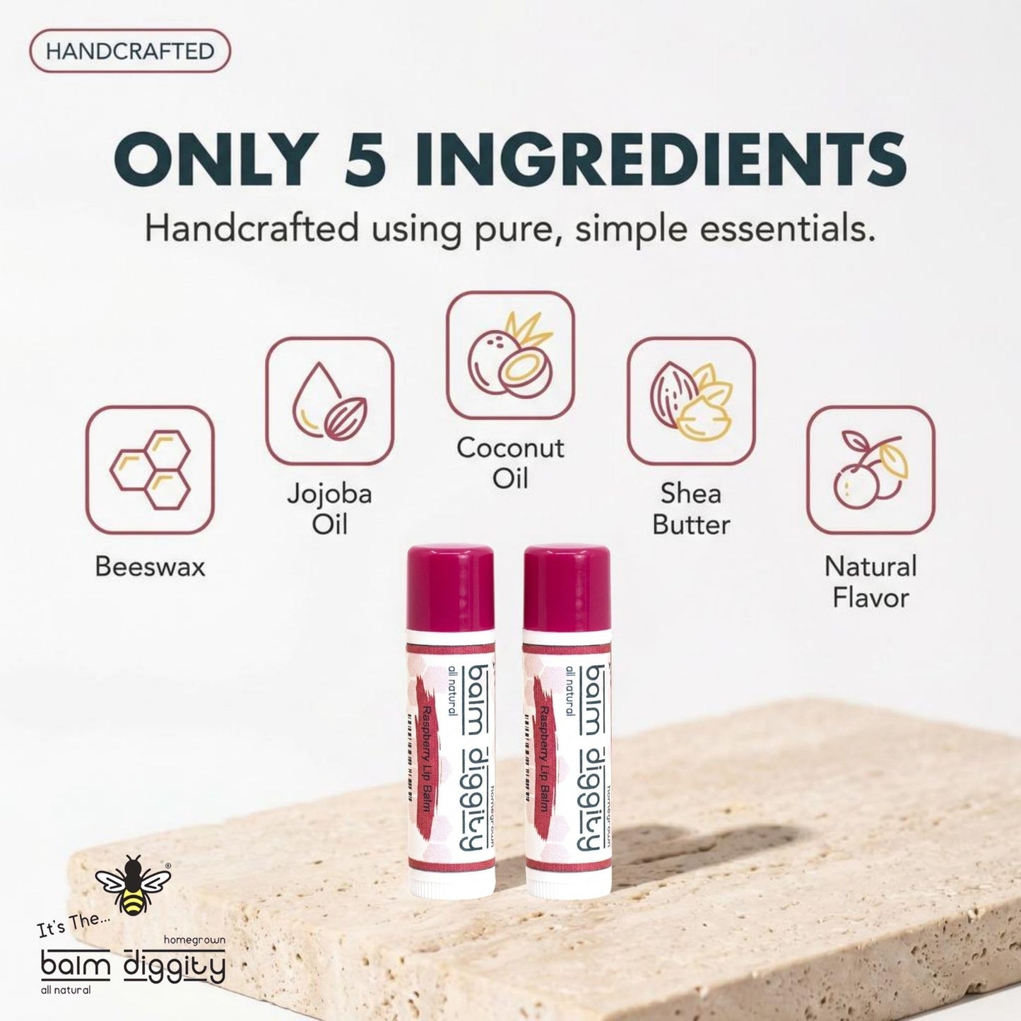 It’s The Balm Diggity Raspberry Lip Balm - Natural Scented Moisturizing Stick for Lips - Hydrating Smoothing Daily Conditioning Care with Shea Butter, Coconut Oil & Beeswax - 2-Pack