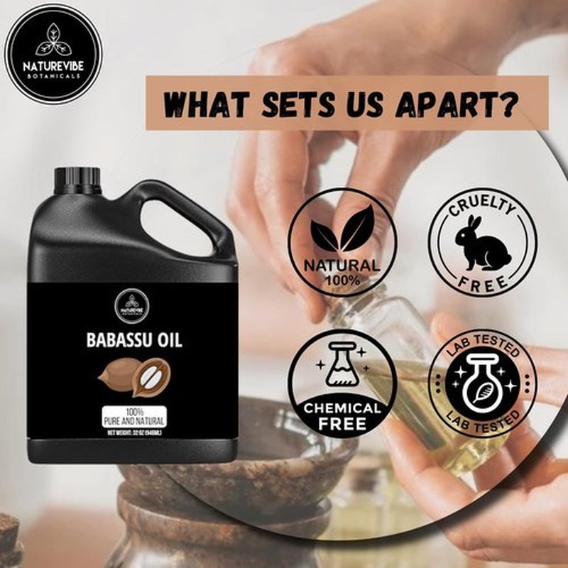 Naturevibe Botanicals Babassu Oil 32 Ounces | 100% Pure and Natural | Great for Skin Care and Hair Care