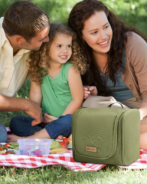 MULISOFT Toiletry Bag for Men and Women, Hanging Travel Toiletry Bag with Large Capacity, Water-resistant Makeup Bag with 16 Compartments for Toiletries and Cosmetics, Dopp Kit Shaving Bag, Green