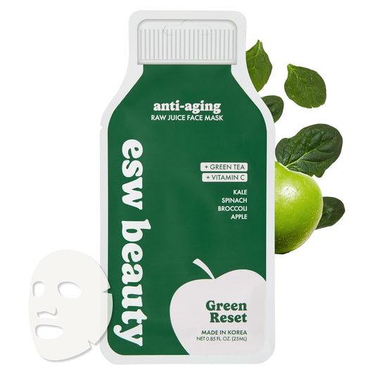 ESW Beauty Green Reset Anti-Aging Face Mask | Vitamin C, Hyaluronic Acid & Kale for Collagen Support, Hydration & Smooth Skin