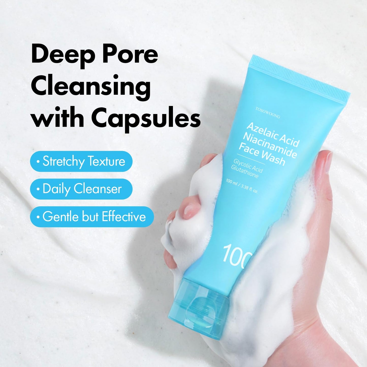 TOSOWOONG Azelaic Acid Niacinamide Face Wash for Blemish-Prone Skin, Pores