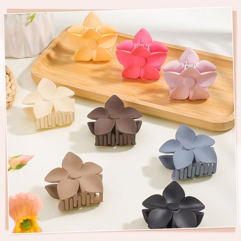 obeoby 8 Pcs Flower Claw Clips, Medium Hair Claw Clips for Thin Hair Hawaiian Flower Hair Clips Hibiscus Claw Clips Hair Accessories for Women Girls
