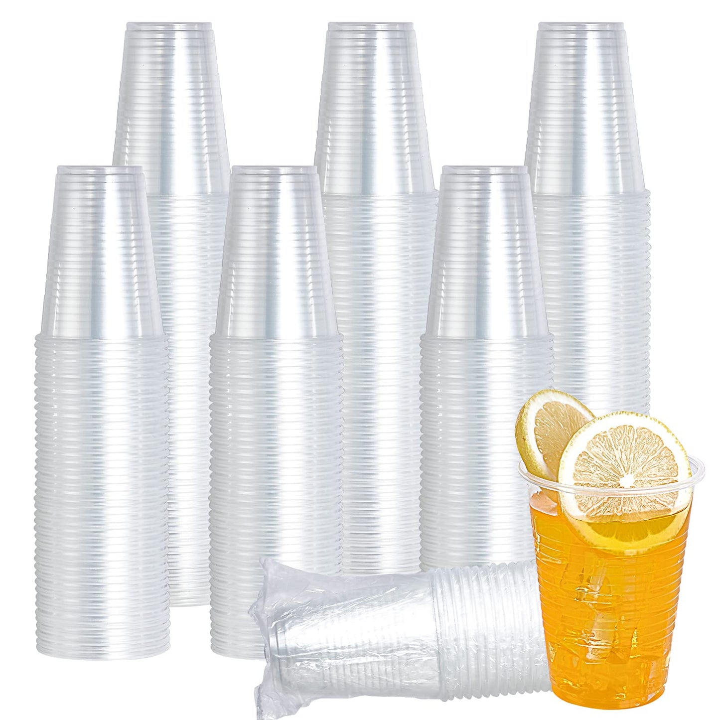 Vplus 500 Pack 9 OZ Clear Plastic Individually Wrapped PP Cups for Hotel