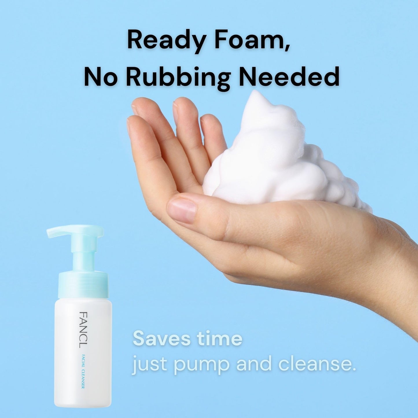 FANCL Pure Moist Cleansing Foam – Japanese Additive-Free Face Wash with Rich Foaming Lather, Hydrating & Gentle Facial Cleanser for All Skin Types