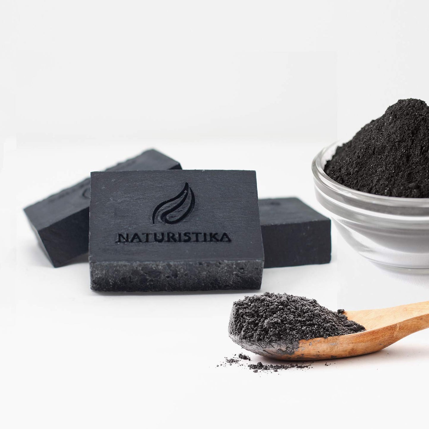 Naturistika Activated Charcoal Soap Bar (3 Pack), Vegan and All Natural Handcrafted with Organic Oils. Face and Body Soap. For Men, Women and Teens. Unscented.