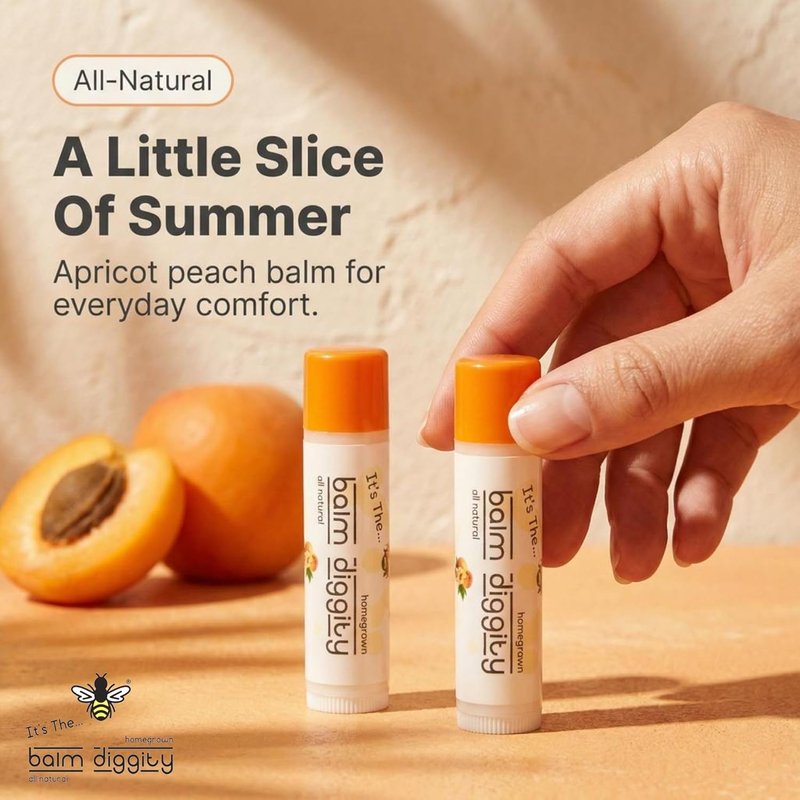 Apricot Peach Lip Balm - Moisturizing Shea Butter & Coconut Oil - 0.15 oz Each | 2 Pack