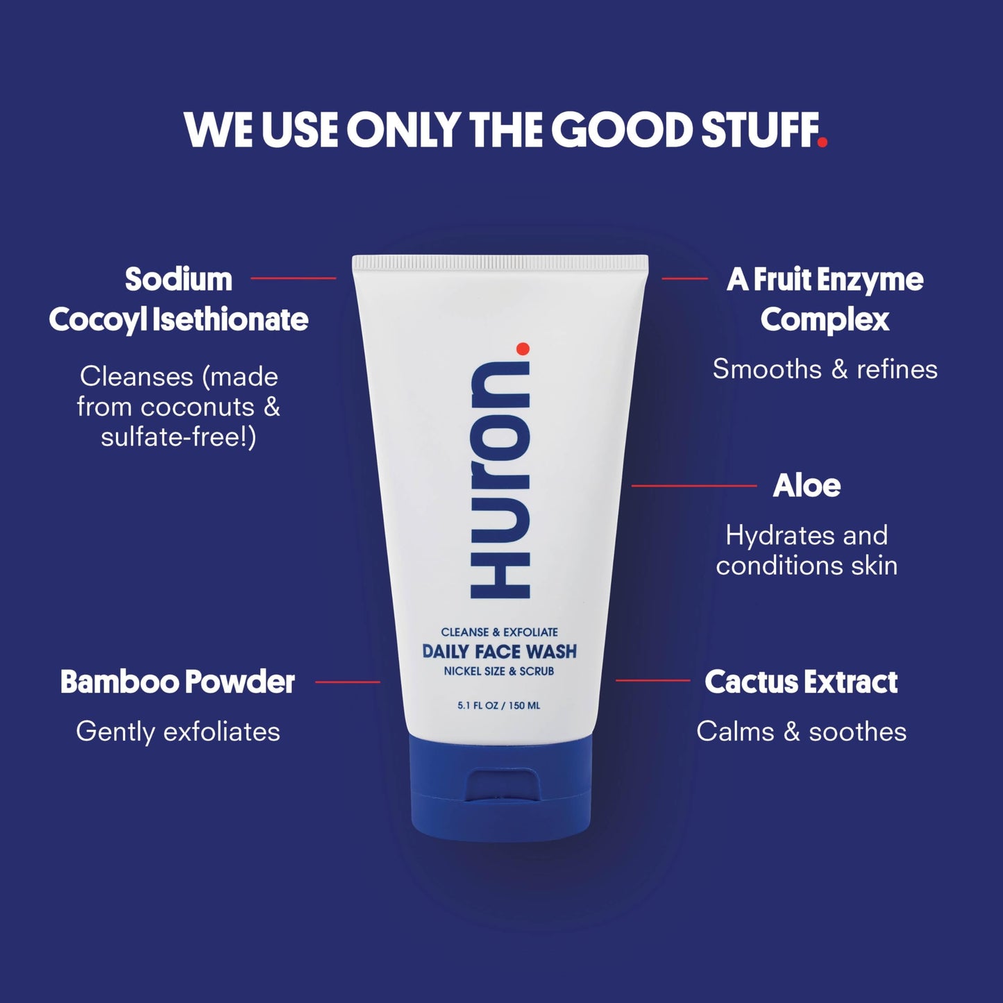Huron Face Care Kit for Men and Women - Face Wash & Moisturizer Set with Peppermint + Citrus + Juniper, Deep Cleansing Wash & Lightweight Hydrating Lotion for Smooth Shine-Free Skin Clean (Pack of 2)
