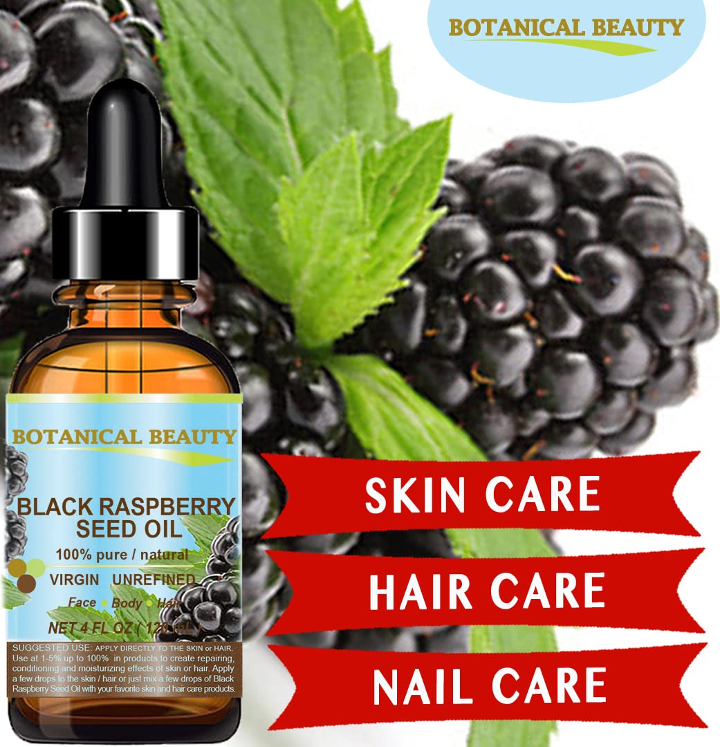 Botanical Beauty BLACK RASPBERRY SEED OIL 100% Pure Natural Undiluted Virgin Unrefined Cold Pressed Carrier Oil for Face, Skin, Hair, Lip, Nails (1 Fl Oz 30 ml)