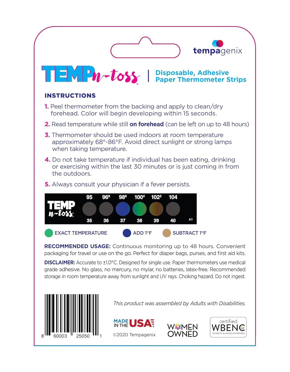 Fast Reading Disposable Forehead Thermometer Strips - Temp-N-Toss for Accurate & Hygienic Baby Temperature Measurement - Easy to Use and Reliable Single-Use Fever Indicator (6)