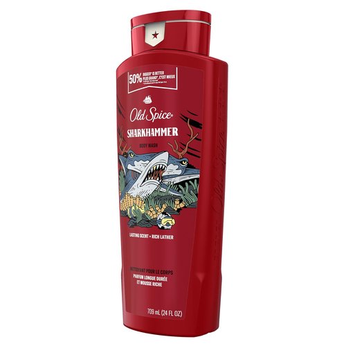 Old Spice Body Wash for Men, Sharkhammer, Long Lasting Lather, 24 fl oz (Pack of 4)