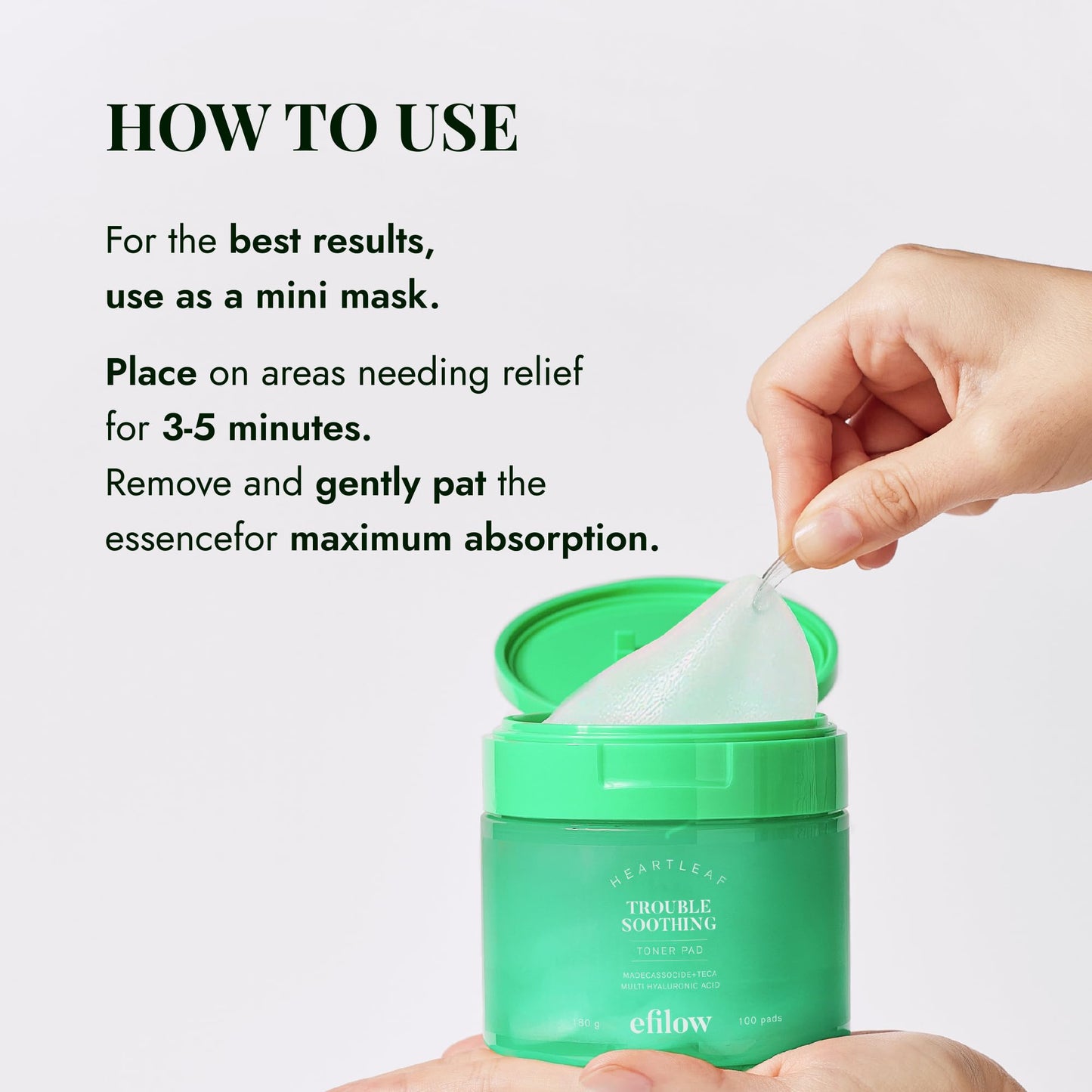 EFILOW Himalayan Heartleaf Madecassoside Soothing Toner Pads, 100 Pads (6.08 fl oz) – Ultra-Thin Calming Pads for Blemish Care & Skin Barrier Support
