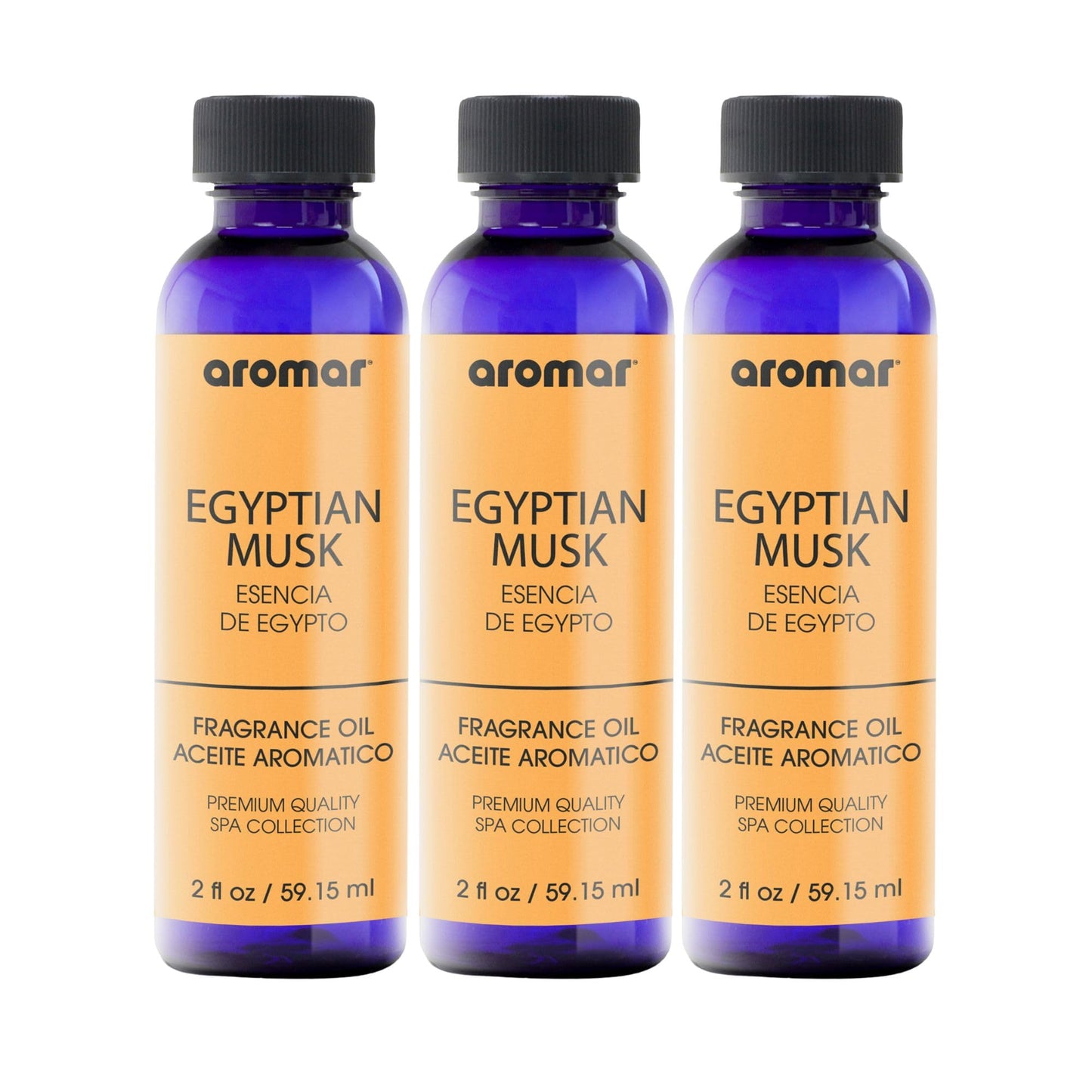 AROMAR Premium Fragrance Oil, Pack of 3 Egyptian Musk 2oz. Bottles. Long Lasting Aromatic Scent, Fresh and Revitalizing Aromatherapy for Living Room, Bedroom, and Kitchen
