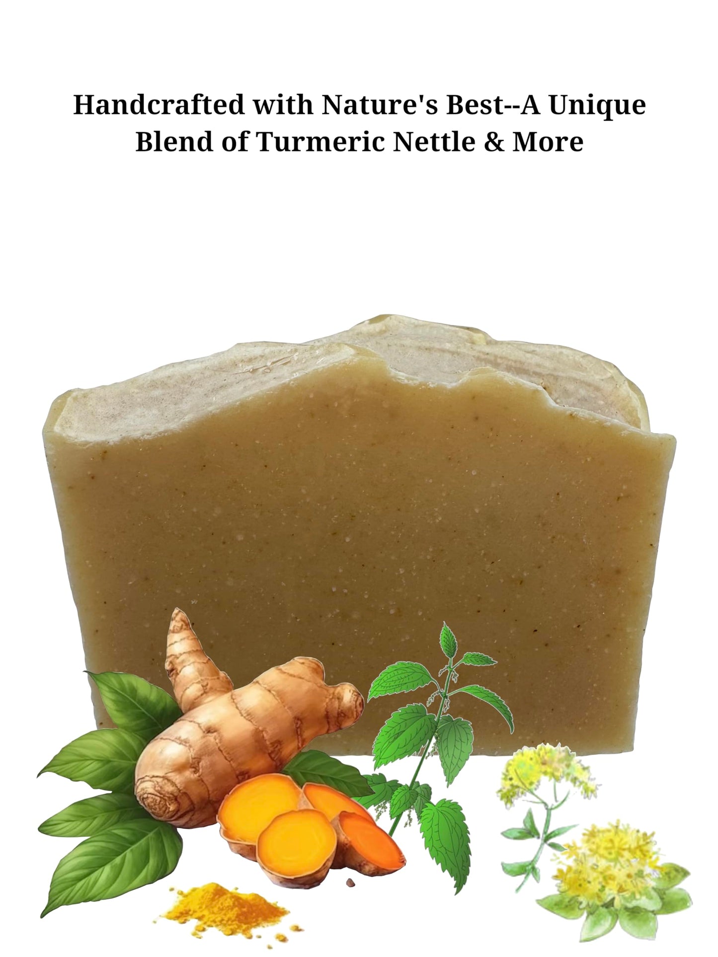 GemTii Turmeric & Nettle Soap Bar | Premium Cold Processed | Handcrafted | Natural Ingredients | Made in USA | Gentle Nourishing Face & Body Bar