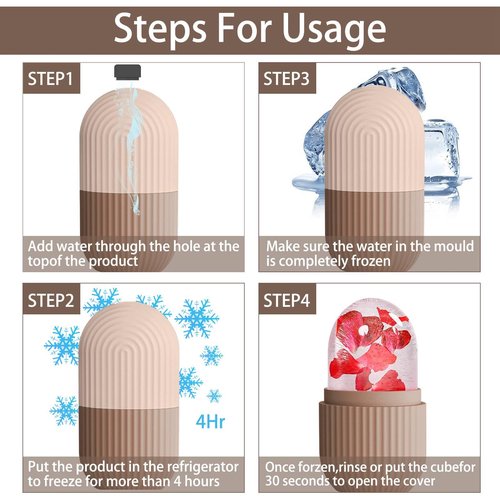 XHJRI Ice Face Roller Massager,Ice Cube Roller for Face, Eyes and Neck Naturally Conditioning and Skin Care,De-Puff Eye Bags,Reduce Migraine Pain,Reusable Massage Silicone Ice Mold (Coffee)