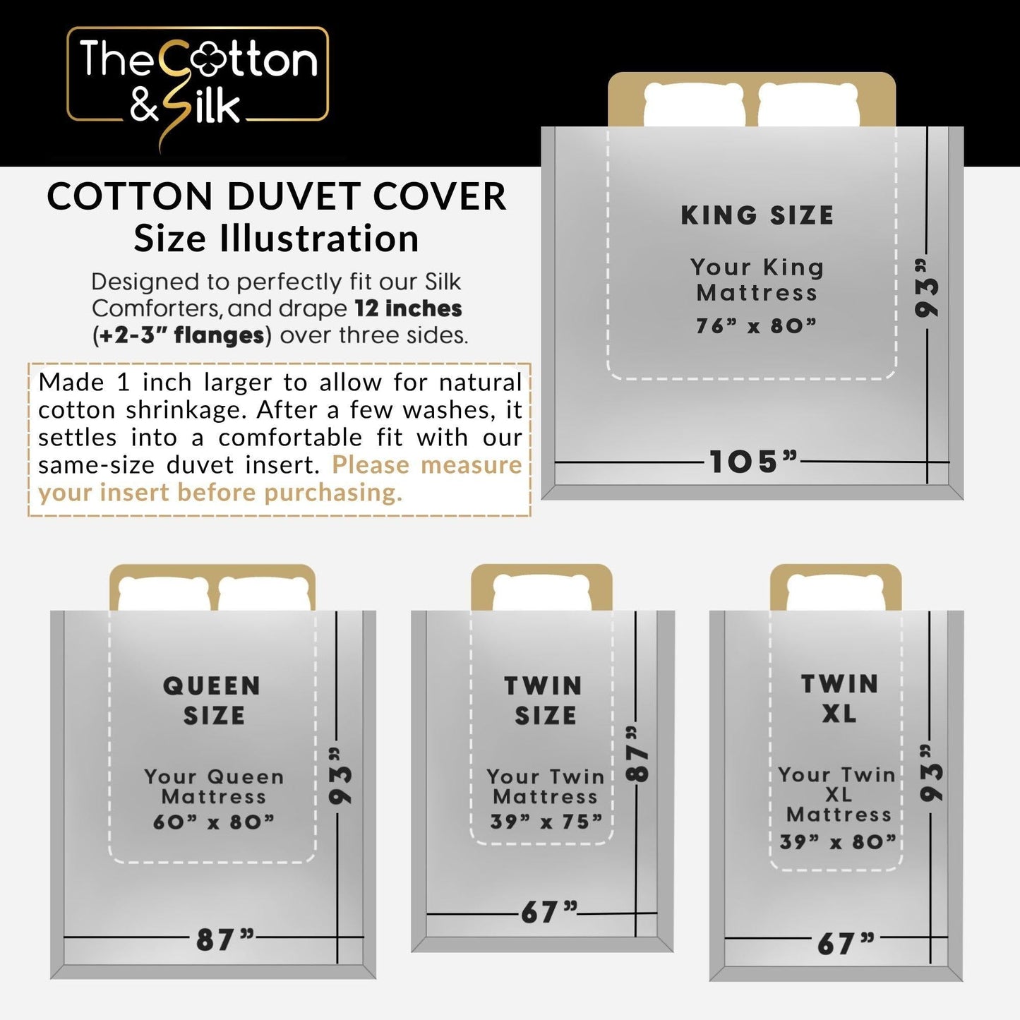 THE COTTON & SILK® 100% Luxury Long-Staple Cotton Duvet Cover - Soft & Breathable - Include 1 Duvet Cover with Corner Ties & Hidden Zipper - Misty Blue, Twin XL